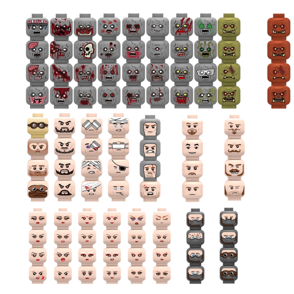 Injured Emotional Face Heads B - Lego Minifigure Holder ulasan dan harga